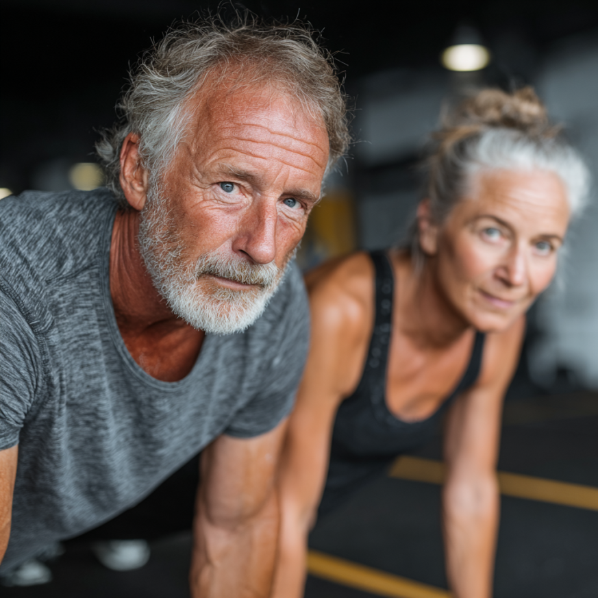 Idősebb hölgy könnyű súlyzókkal edz - PowerUprise funkcionális edzés